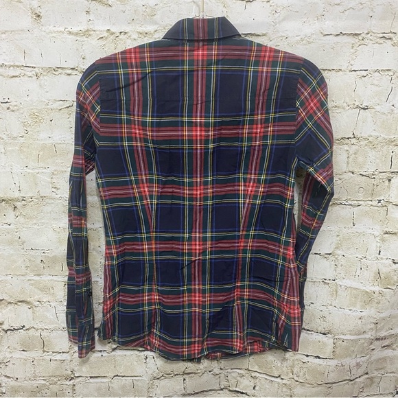J Crew Red Green Plaid Cotton Perfect Fit Button Up - Picture 3 of 5